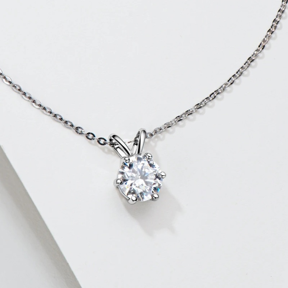CERTIFIED  1 Carat D Color Moissanite Pendant Necklace 925 Sterling silver NEW - Picture 5 of 11